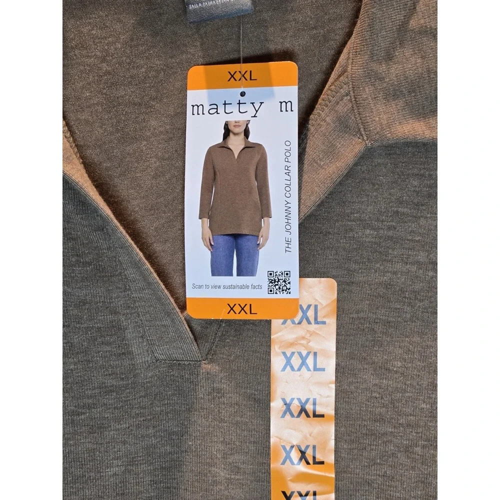 Matty M Women's Johnny Collar Polo/Sweater XXL Beige New With Tag‎